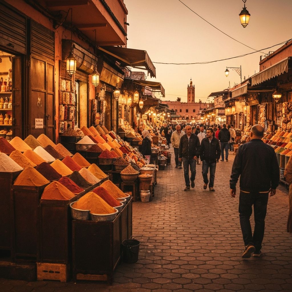 Ruelles animées des souks de Marrakech